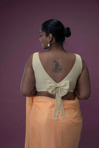 Sherry x Rozaana | Cream Saree Blouse w/ Back Bow and FlexiFit™_3