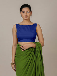 Sherry x Rozaana | Cobalt Blue Saree Blouse w/ Back Bow and FlexiFit™