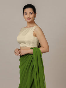 Sherry x Rozaana | Cream Saree Blouse w/ Back Bow and FlexiFit™