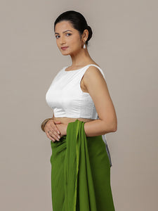 Sherry x Rozaana | Pearl White Saree Blouse w/ Back Bow and FlexiFit™