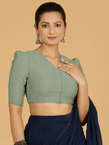 Shravani x Rozaana | Puff Sleeves Saree Blouse in Mint Green