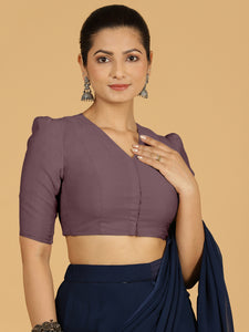 Shravani x Rozaana | Puff Sleeves Saree Blouse in Purple Mauve