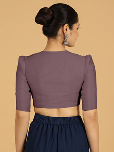 Shravani x Rozaana | Puff Sleeves Saree Blouse in Purple Mauve