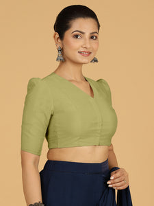 Shravani x Rozaana | Puff Sleeves Saree Blouse in Pista Green