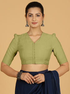 Shravani x Rozaana | Puff Sleeves Saree Blouse in Pista Green