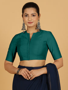 Simar x Rozaana |  Saree Blouse in Peacock Green