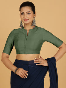 Simar x Rozaana |  Saree Blouse in Hunter Green