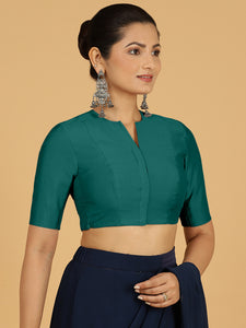 Simar x Rozaana |  Saree Blouse in Peacock Green