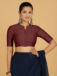 Simar x Rozaana |  Saree Blouse in Deep Maroon