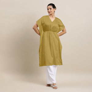  Siya x Rozaana |  Kaftan Kurta in Dijon Mustard with Thread Work_3