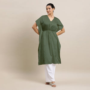  Siya x Rozaana | Kaftan Kurta in Hunter Green with Thread Work_4