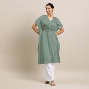  Siya x Rozaana | Kaftan Kurta in Mint Green with Thread Work_4