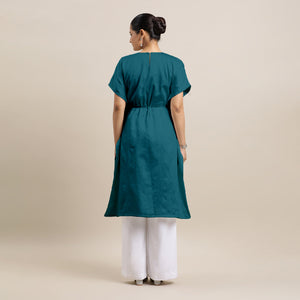  Siya x Rozaana | Kaftan Kurta in Crystal Teal with Thread Work_4