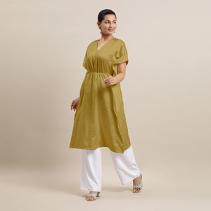  Siya x Rozaana |  Kaftan Kurta in Dijon Mustard with Thread Work_6