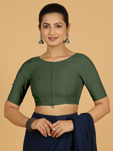 Sushma x Rozaana | Regular Sleeves Saree Blouse in Pine Green