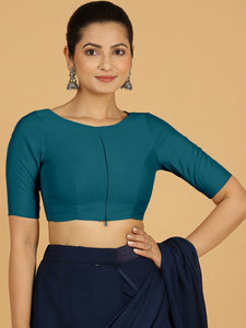 Sushma x Rozaana | Regular Sleeves Saree Blouse in Crystal Teal