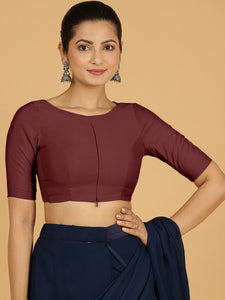 Sushma x Rozaana | Regular Sleeves Saree Blouse in Deep Maroon