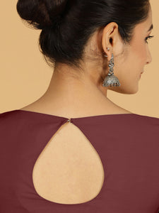 Sushma x Rozaana | Regular Sleeves Saree Blouse in Deep Maroon