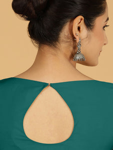 Sushma x Rozaana | Regular Sleeves Saree Blouse in Peacock Green