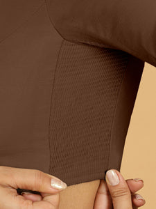 Sushma x Rozaana | Regular Sleeves Saree Blouse in Walnut Brown