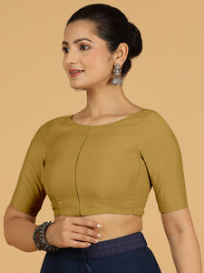 Sushma x Rozaana | Regular Sleeves Saree Blouse in Dijon Mustard