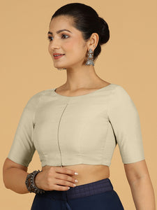 Sushma x Rozaana | Regular Sleeves Saree Blouse in Ivory
