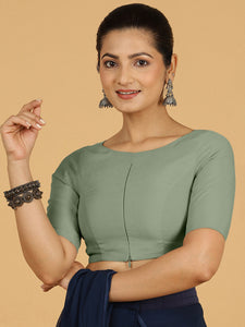 Sushma x Rozaana | Regular Sleeves Saree Blouse in Mint Green