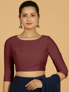 Tamanna x Rozaana | Three Quarter Sleeves Saree Blouse in Deep Maroon