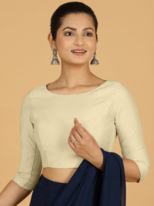 Tamanna x Rozaana | Three Quarter Sleeves Saree Blouse in Ivory