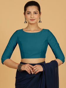 Tamanna x Rozaana | Three Quarter Sleeves Saree Blouse in Crystal Teal