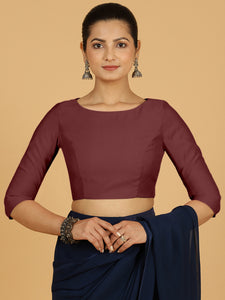 Tamanna x Rozaana | Three Quarter Sleeves Saree Blouse in Deep Maroon