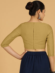 Tamanna x Rozaana | Three Quarter Sleeves Saree Blouse in Dijon Mustard