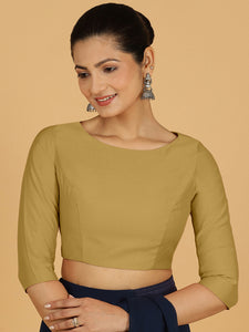 Tamanna x Rozaana | Three Quarter Sleeves Saree Blouse in Dijon Mustard