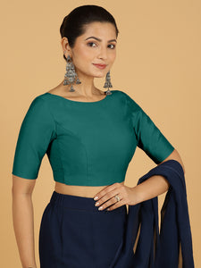 Trisha x Rozaana |  Saree Blouse in Peacock Green