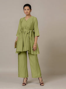 Tuhi x Rozaana | A Line Kurta in Pista Green with Thread Work | Coords or Only Kurta