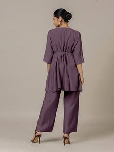 Tuhi x Rozaana | A Line Kurta in Purple Mauve with Thread Work | Coords or Only Kurta