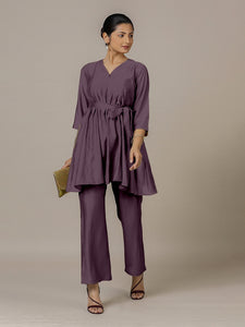 Tuhi x Rozaana | A Line Kurta in Purple Mauve with Thread Work | Coords or Only Kurta