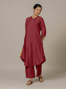 Urvi x Rozaana | A Line Kurta in Scarlet Red with Thread Work | Coords or Only Kurta