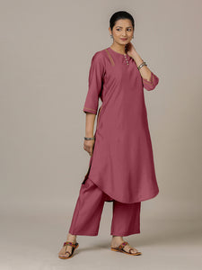 Urvi x Rozaana | A Line Kurta in Rose Pink with Thread Work | Coords or Only Kurta