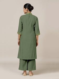 Vanya x Rozaana | A Line Kurta in Hunter Green with Thread Work | Coords or Only Kurta