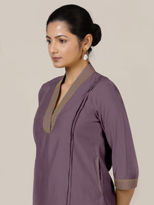 Vanya x Rozaana | A Line Kurta in Purple Mauve with Thread Work | Coords or Only Kurta