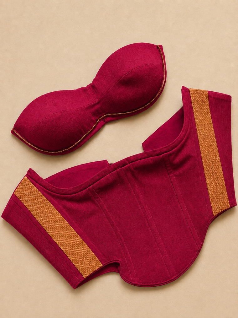Vihana | Detachable Chilli Red Mangalgiri Cinchfit™ Corset Top