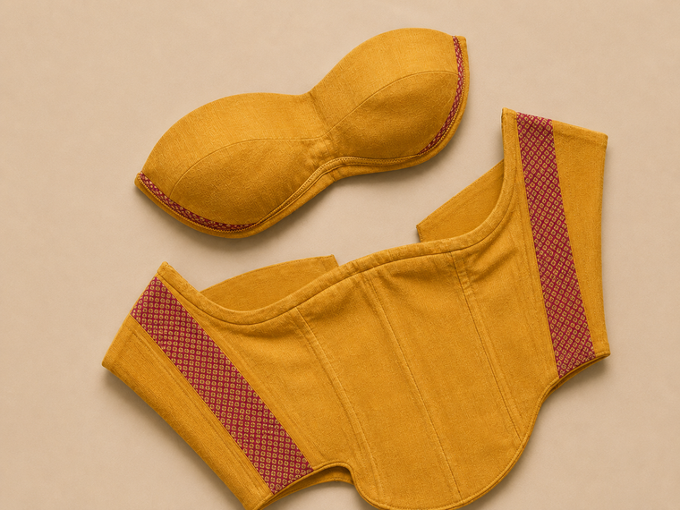 Vihana | Detachable Turmeric Yellow Mangalgiri Cinchfit™ Corset Top