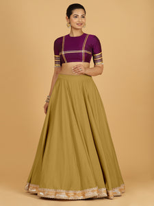 Zainab x Tyohaar | Dijon Mustard Panelled Lehenga Skirt