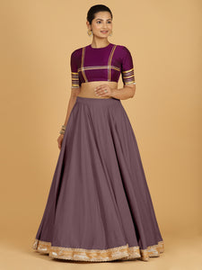 Zainab x Tyohaar | Purple Mauve Panelled Lehenga Skirt