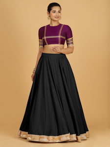 Zainab x Tyohaar | Raven Black Panelled Lehenga Skirt