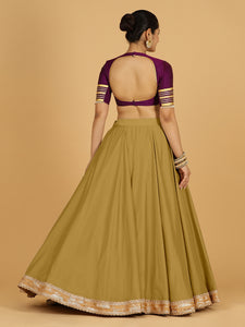 Zainab x Tyohaar | Dijon Mustard Panelled Lehenga Skirt