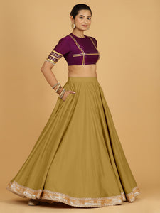 Zainab x Tyohaar | Dijon Mustard Panelled Lehenga Skirt