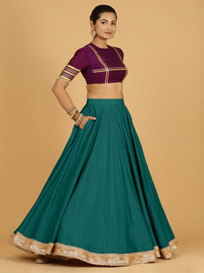 Zainab x Tyohaar | Peacock Green Panelled Lehenga Skirt