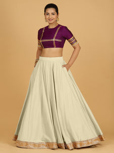 Zainab x Tyohaar | Ivory Panelled Lehenga Skirt